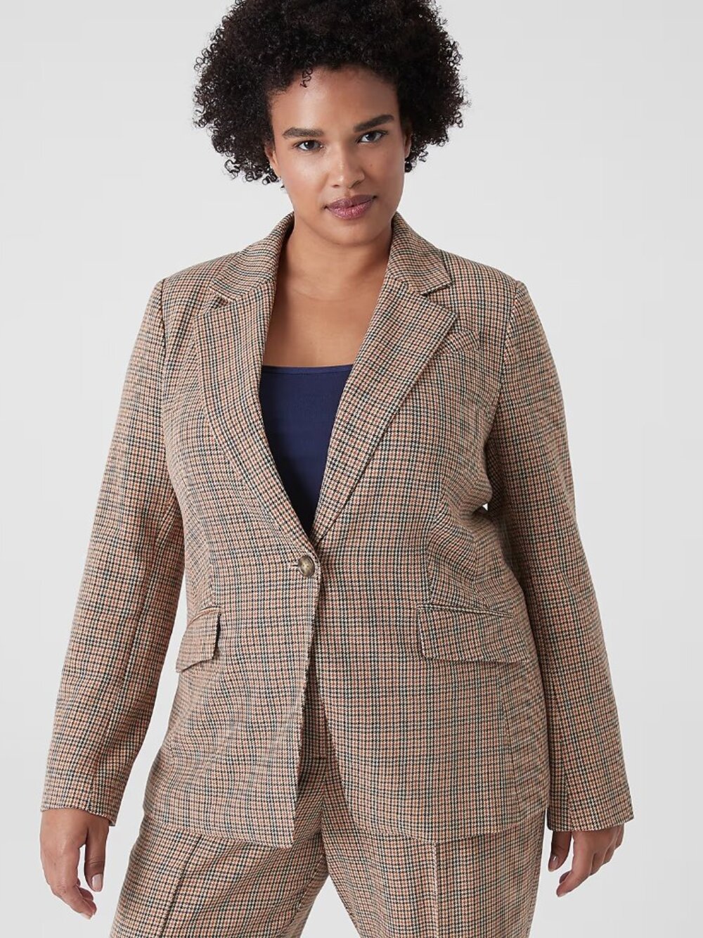 Lane Bryant One Button Blazer in Houndstooth Plaid NWT